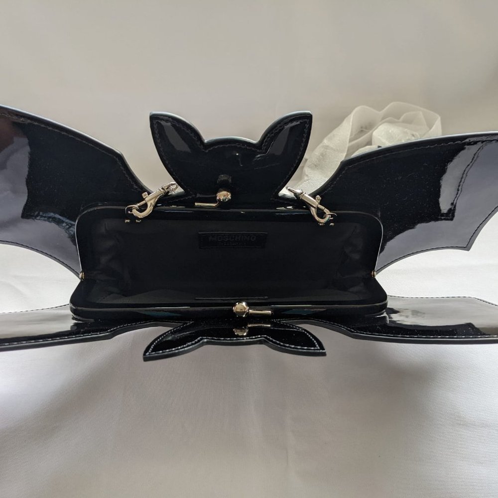 SS20 Moschino Couture Jeremy Scott SHINY BLACK BAT BAG HALLOWEEN TRICK OR CHIC - Picture 4 of 16